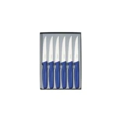 Coffret 6 Couteaux Steak Manche Bleu